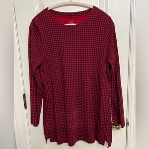 JJill Red/Black Check Forward Seam Tunic Size M